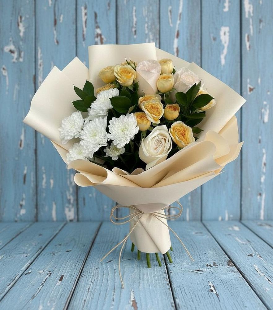 Букет цветов из: Розы и Хризантемы в Янталь