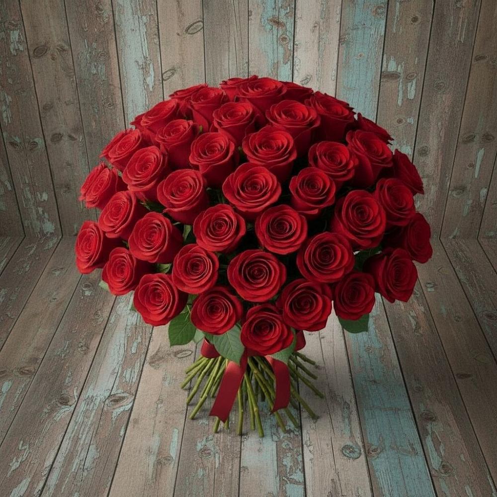Букет 55 Красных роз Фридом в Янталь