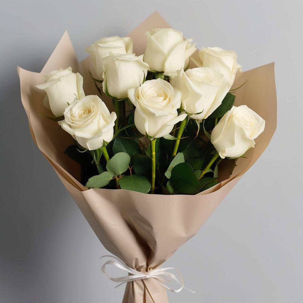 Букет 9 Белых роз Эдлесс Лав в Янталь