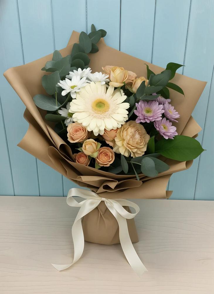 Букет цветов из: Герберы и Хризантемы в Янталь