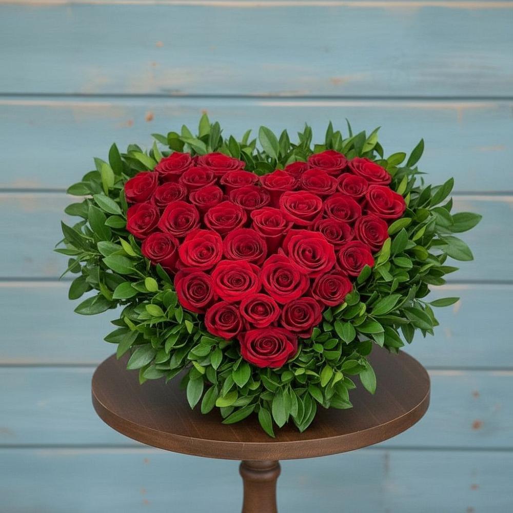 Цветочная композиция из Розы в виде сердца в Янталь