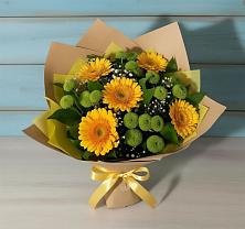 Букет цветов из:  Герберы и Хризантемы в Янталь