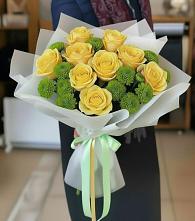 Букет цветов из:  Хризантемы и Розы в Янталь