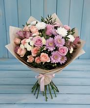 Букет цветов из:  Хризантемы, Розы и Альстромерии в Янталь